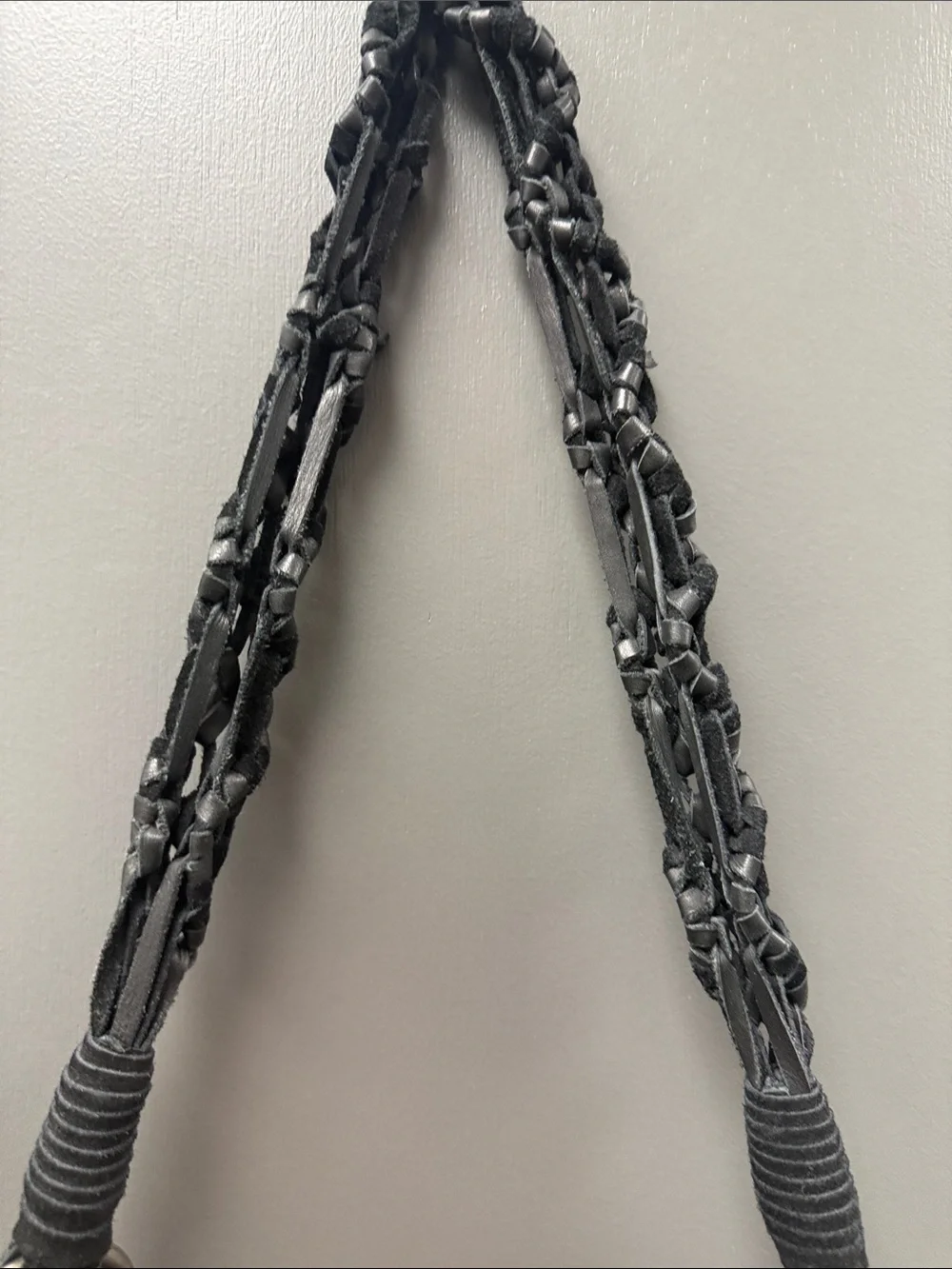Vintage Lucky Brand Black Suede Hobo with Braided Strap and Leaf Charms- EU